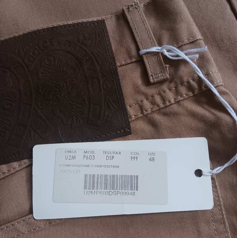 NWT Dolce & Gabbana Cotton Camel Pants Tag Size 48,  EU Size 34" x 34" - Picture 5 of 9